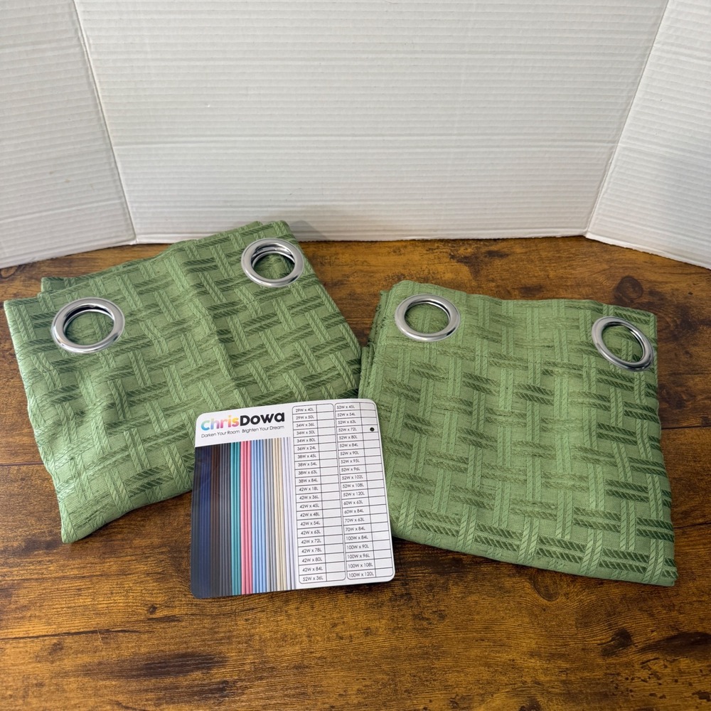 ChrisDowa Sage Green Plaid Curtains 52x90 Light Filtering Linen Texture 2 Panels